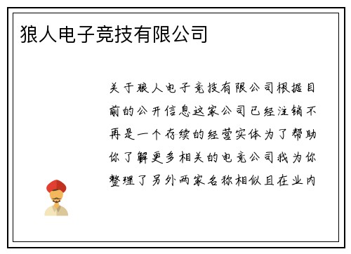 狼人电子竞技有限公司